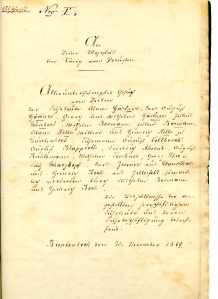Brief der Buntenböcker und Clausthaler Fuhrherren an König Wilhelm I. von Preußen (1797 - 1888).